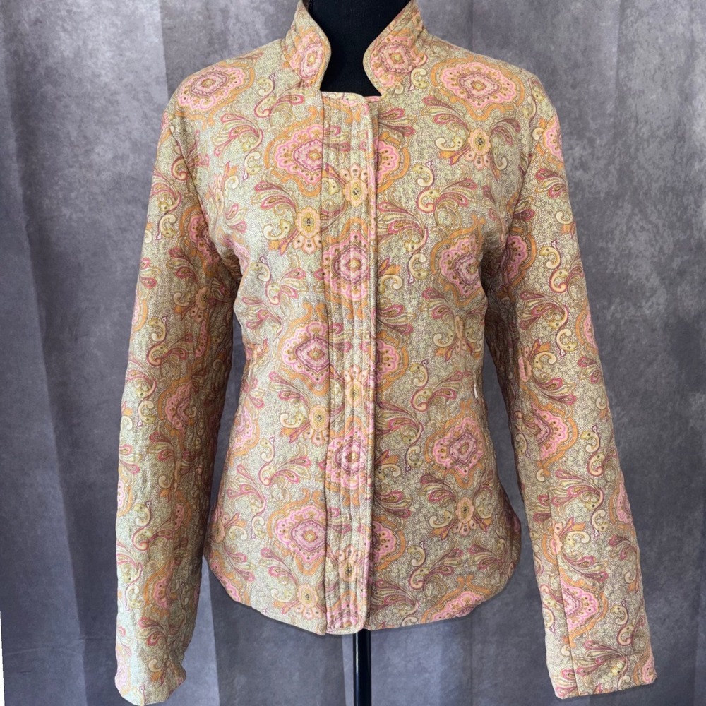 Vintage David Brooks Quilted GrannyCore Blazer Sz 16P Pink Yellow Paisley Boho